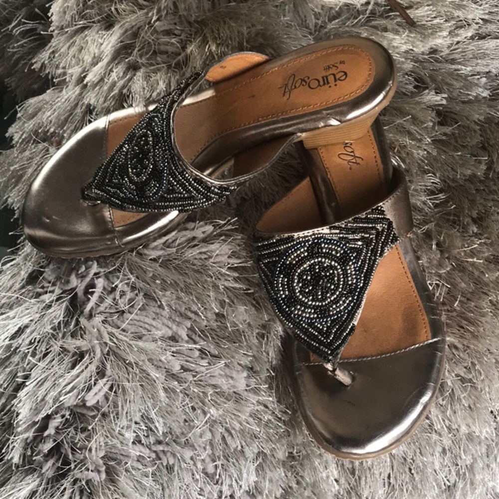 Euro soft cute beaded sandals.  Size 6 1/2.